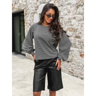 Pull ligné Élanora - Gris/Blanc