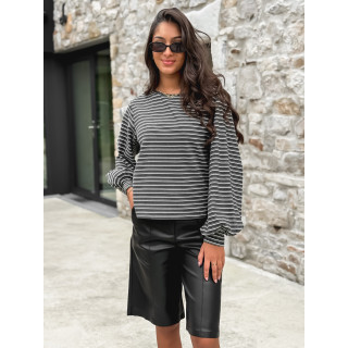 Pull ligné Élanora - Gris/Blanc