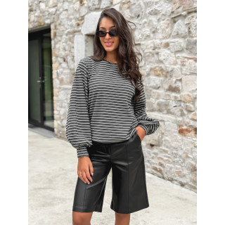 Pull ligné Élanora - Gris/Blanc