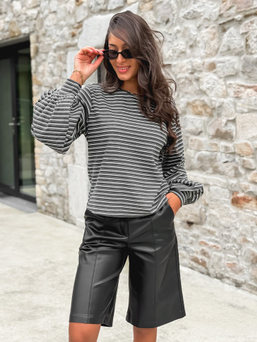 Pull ligné Élanora - Gris/Blanc Pull ligné Élanora - Gris/Blanc