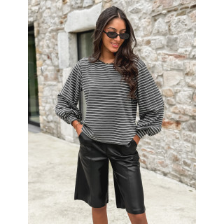 Pull ligné Élanora - Gris/Blanc