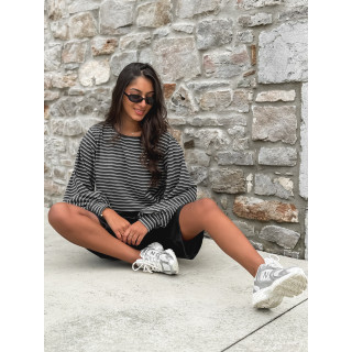 Pull ligné Élanora - Gris/Blanc