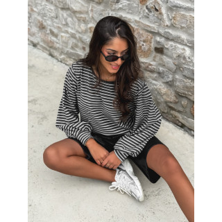 Pull ligné Élanora - Gris/Blanc