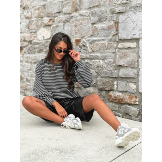Pull ligné Élanora - Gris/Blanc