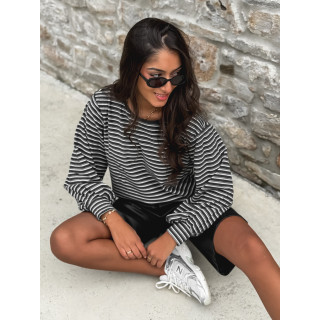 Pull ligné Élanora - Gris/Blanc