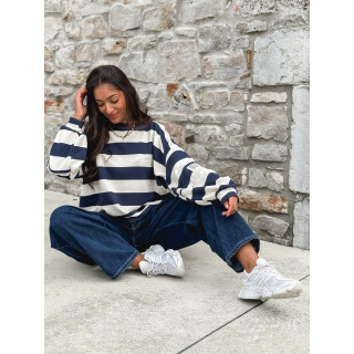 Pull ligné Esméa - Bleu marine/Ecru