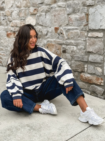 Pull ligné Esméa - Bleu marine/Ecru