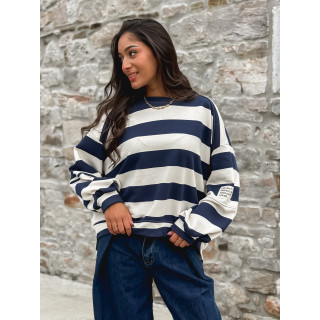 Pull ligné Esméa - Bleu marine/Ecru