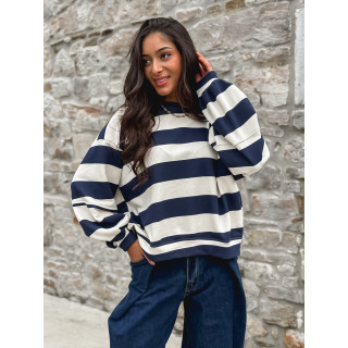 Pull ligné Esméa - Bleu marine/Ecru