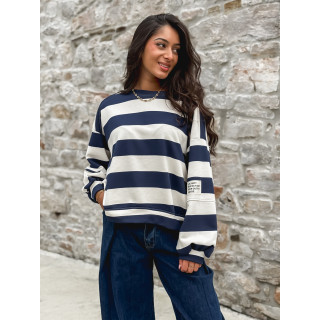 Pull ligné Esméa - Bleu marine/Ecru