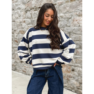 Pull ligné Esméa - Bleu marine/Ecru