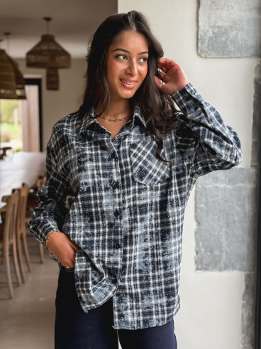 Chemise à carreaux Alida - Bleu
