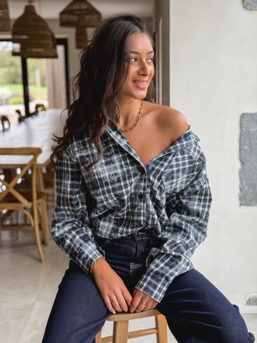 Chemise à carreaux Alida - Bleu
