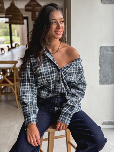 Chemise à carreaux Alida - Bleu