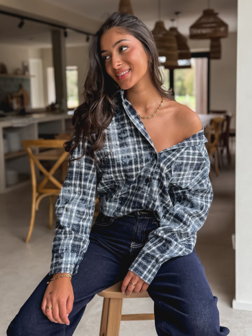 Chemise à carreaux Alida - Bleu