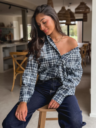 Chemise à carreaux Alida - Bleu