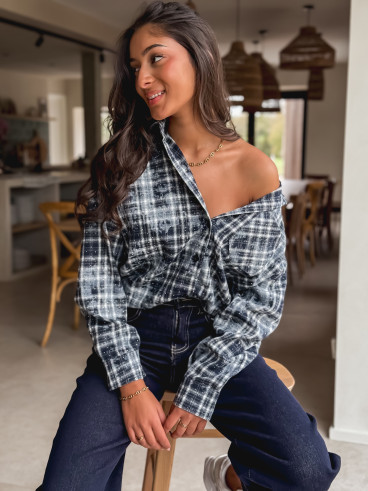 Chemise à carreaux Alida - Bleu