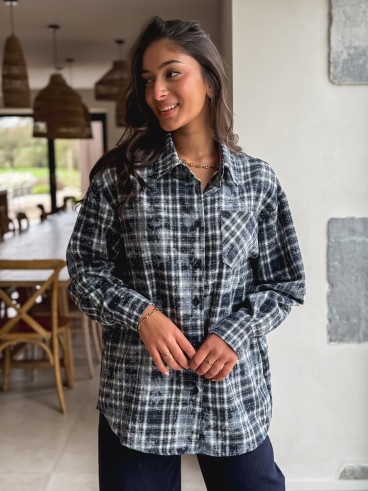 Chemise à carreaux Alida - Bleu