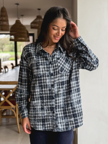 Chemise à carreaux Alida - Bleu