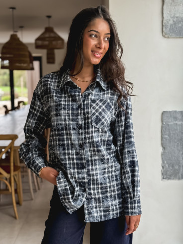 Chemise à carreaux Alida - Bleu