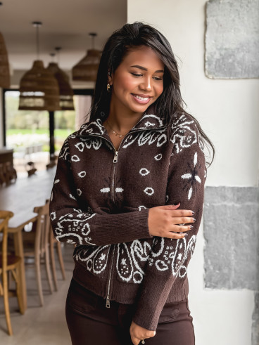 Gilet à motifs Elzaé - Chocolat