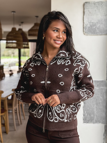 Gilet à motifs Elzaé - Chocolat