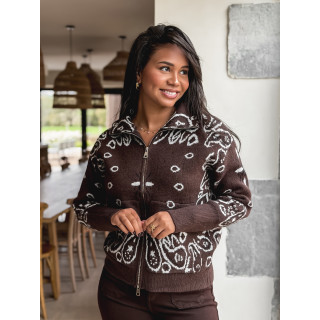 Gilet à motifs Elzaé - Chocolat