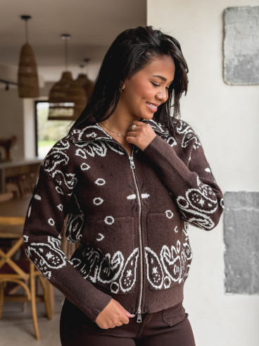 Gilet à motifs Elzaé - Chocolat