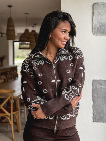 Gilet à motifs Elzaé - Chocolat