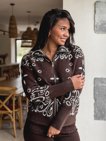 Gilet à motifs Elzaé - Chocolat