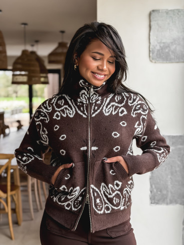 Gilet à motifs Elzaé - Chocolat
