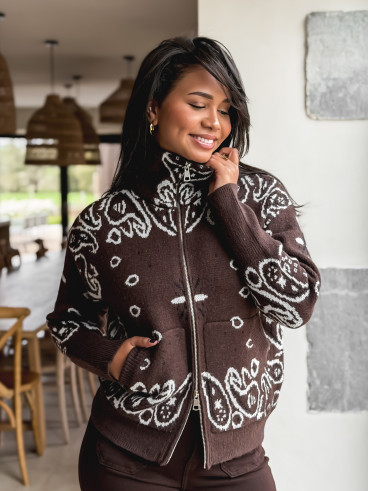 Gilet à motifs Elzaé - Chocolat