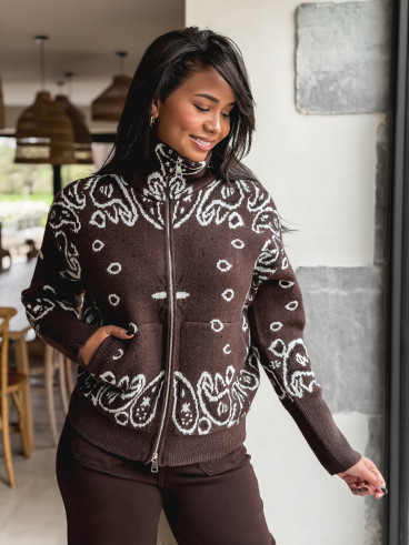 Gilet à motifs Elzaé - Chocolat