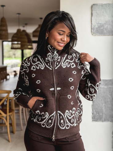 Gilet à motifs Elzaé - Chocolat