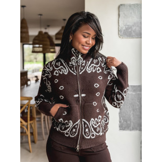 Gilet à motifs Elzaé - Chocolat