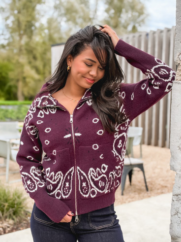 Gilet à motifs Elzaé - Bordeaux