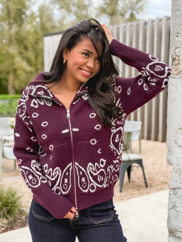 Gilet à motifs Elzaé - Bordeaux