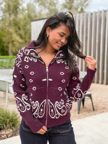 Gilet à motifs Elzaé - Bordeaux
