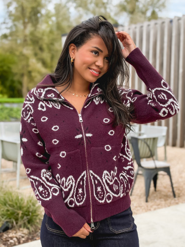 Gilet à motifs Elzaé - Bordeaux