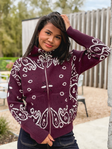 Gilet à motifs Elzaé - Bordeaux
