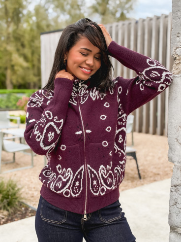 Gilet à motifs Elzaé - Bordeaux