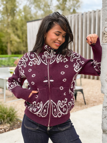 Gilet à motifs Elzaé - Bordeaux