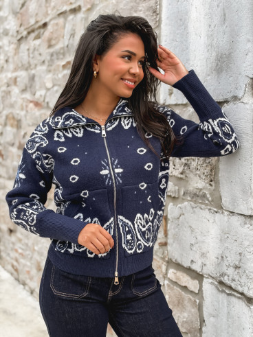 Gilet à motifs Elzaé - Bleu marine