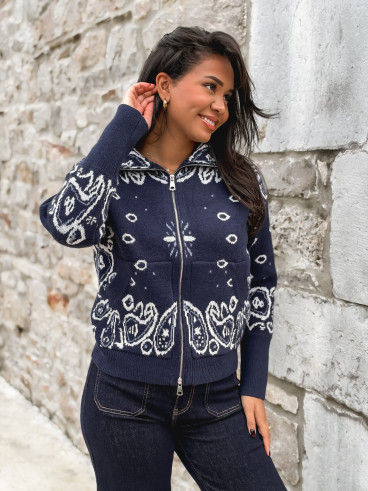 Gilet à motifs Elzaé - Bleu marine