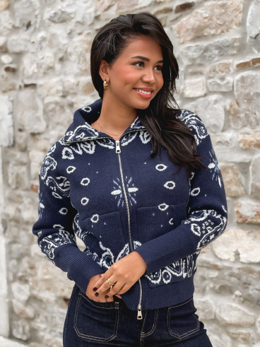Gilet à motifs Elzaé - Bleu marine