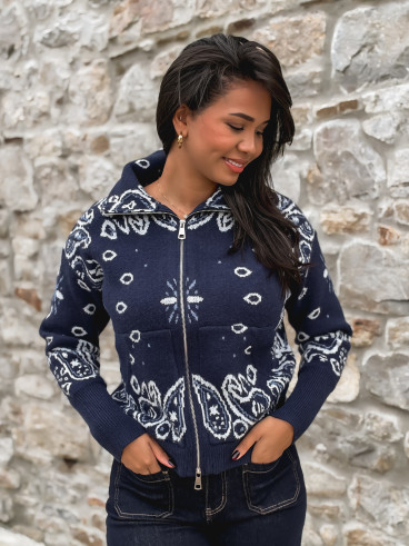 Gilet à motifs Elzaé - Bleu marine