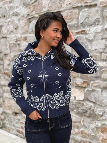 Gilet à motifs Elzaé - Bleu marine