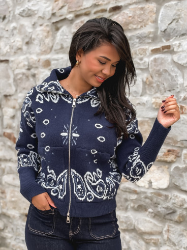 Gilet à motifs Elzaé - Bleu marine