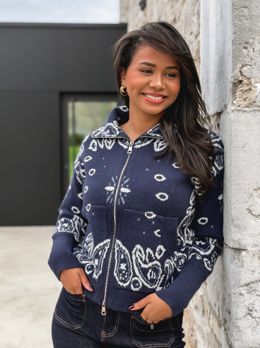 Gilet à motifs Elzaé - Bleu marine