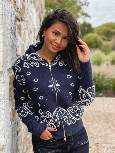 Gilet à motifs Elzaé - Bleu marine